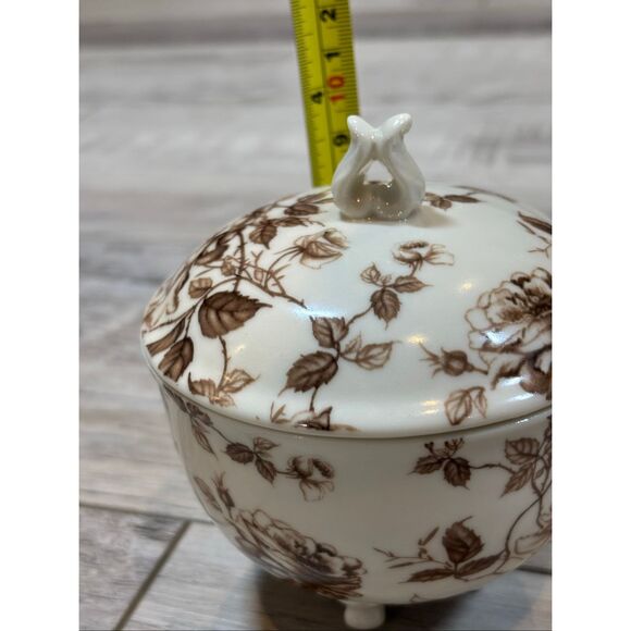 Brown Toile Collection Fine Porcelain Teapot Sugar Bowl and Creamer 3pc - Picture 9 of 14